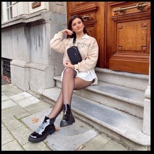 Aldo Black Patent Leather Platform Chelsea Boots Lug‎ Sole Ankle Booties 8.5